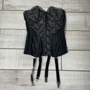 Vintage 90s Victoria's Secret Black Lace Semi-Sheer Corset‎ Sexy Lingerie 36B
